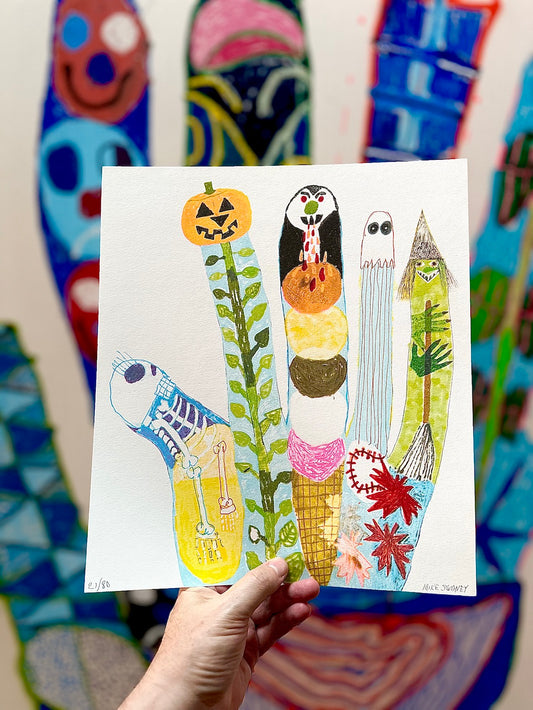 Mike Swaney Hand Embellished Riso Print