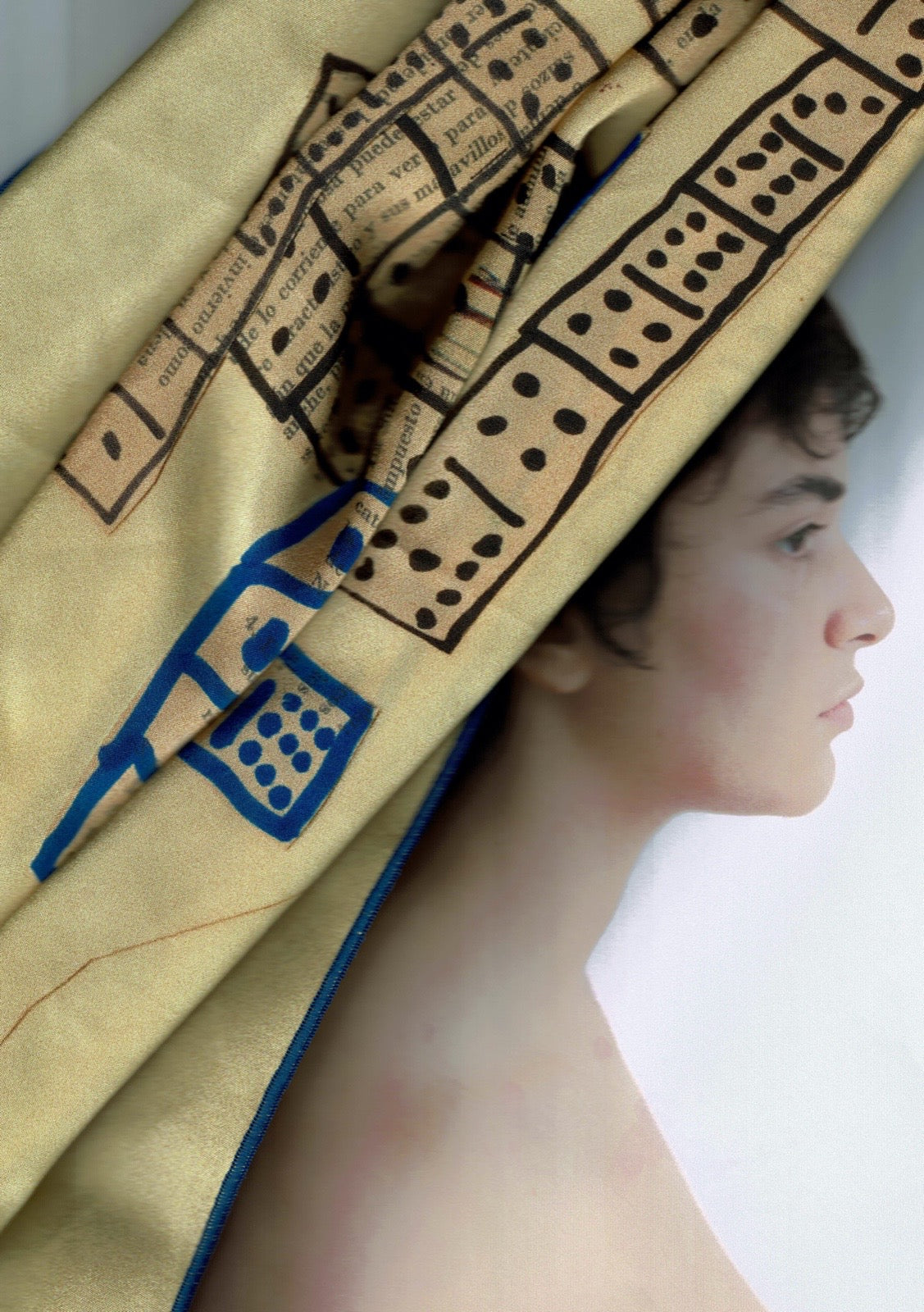 Blue Domino Silk Scarf