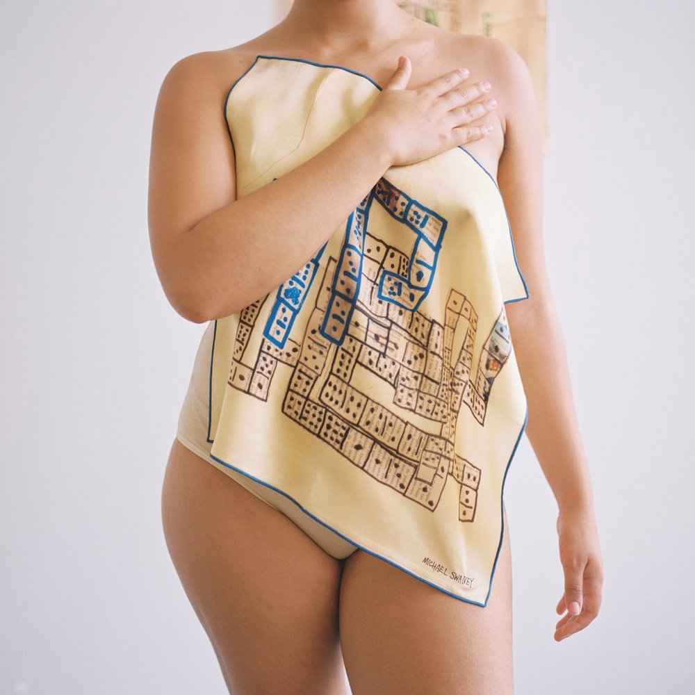 Blue Domino Silk Scarf