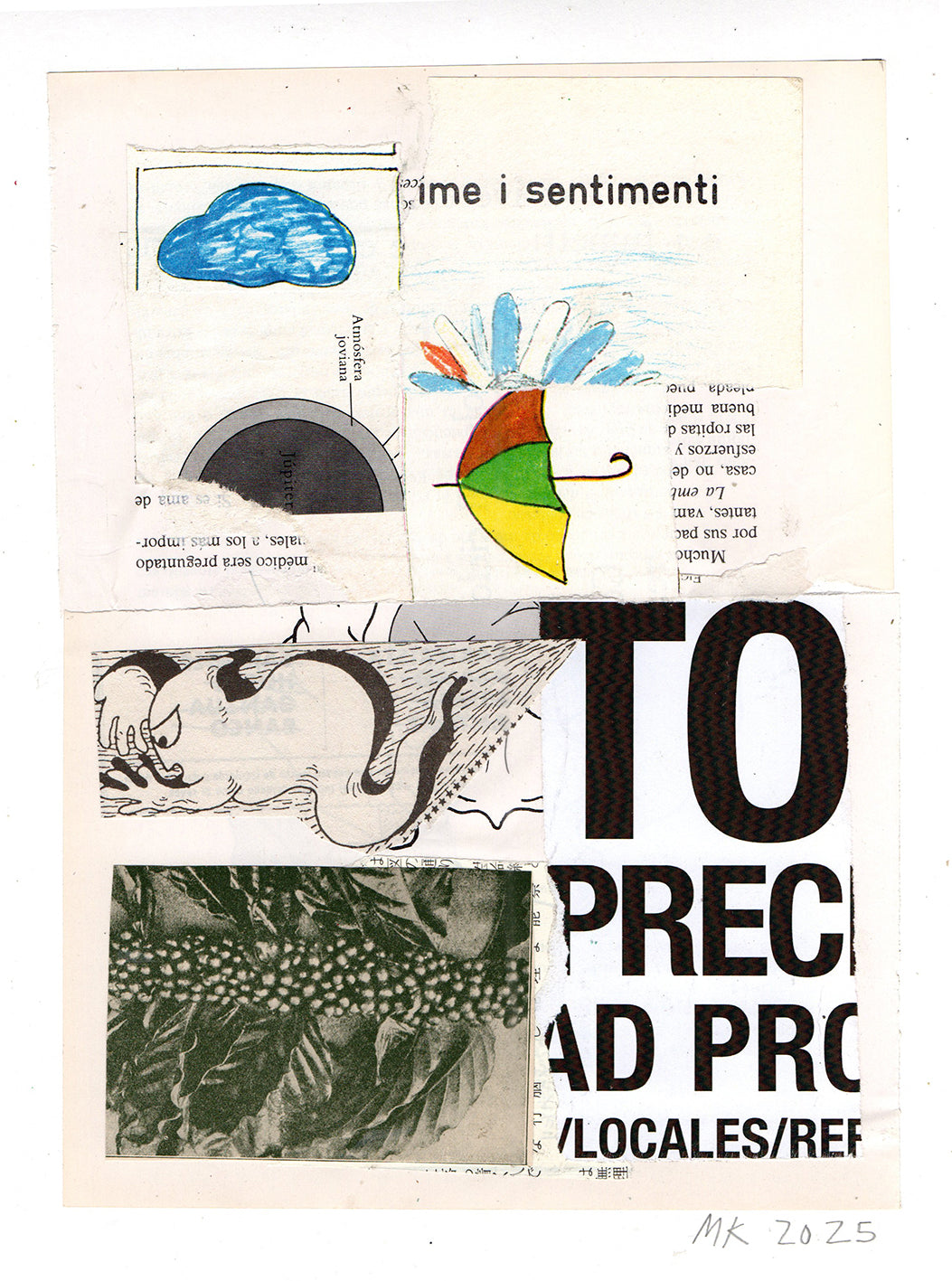 Collage with various elements including text, shapes, and illustrations on a white background.